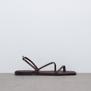 Zara Flat Leather Sandals Size 39